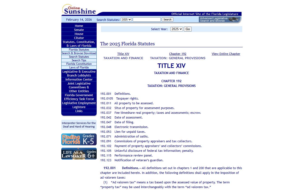 Florida Statutes Chapter 196 property tax exemptions