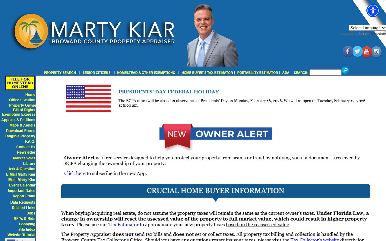 Broward County Property Appraiser official website at bcpa.net