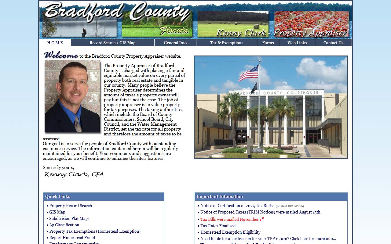 Bradford County Property Appraiser website