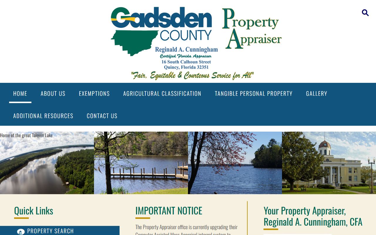 Gadsden County Property Appraiser website at gadsdenpa.com