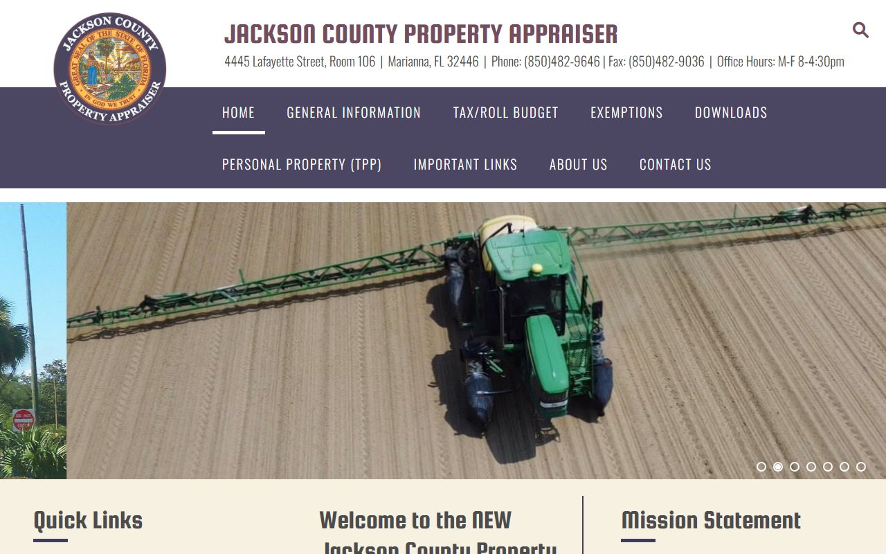 Jackson County Property Appraiser website - Jackson County property tax records