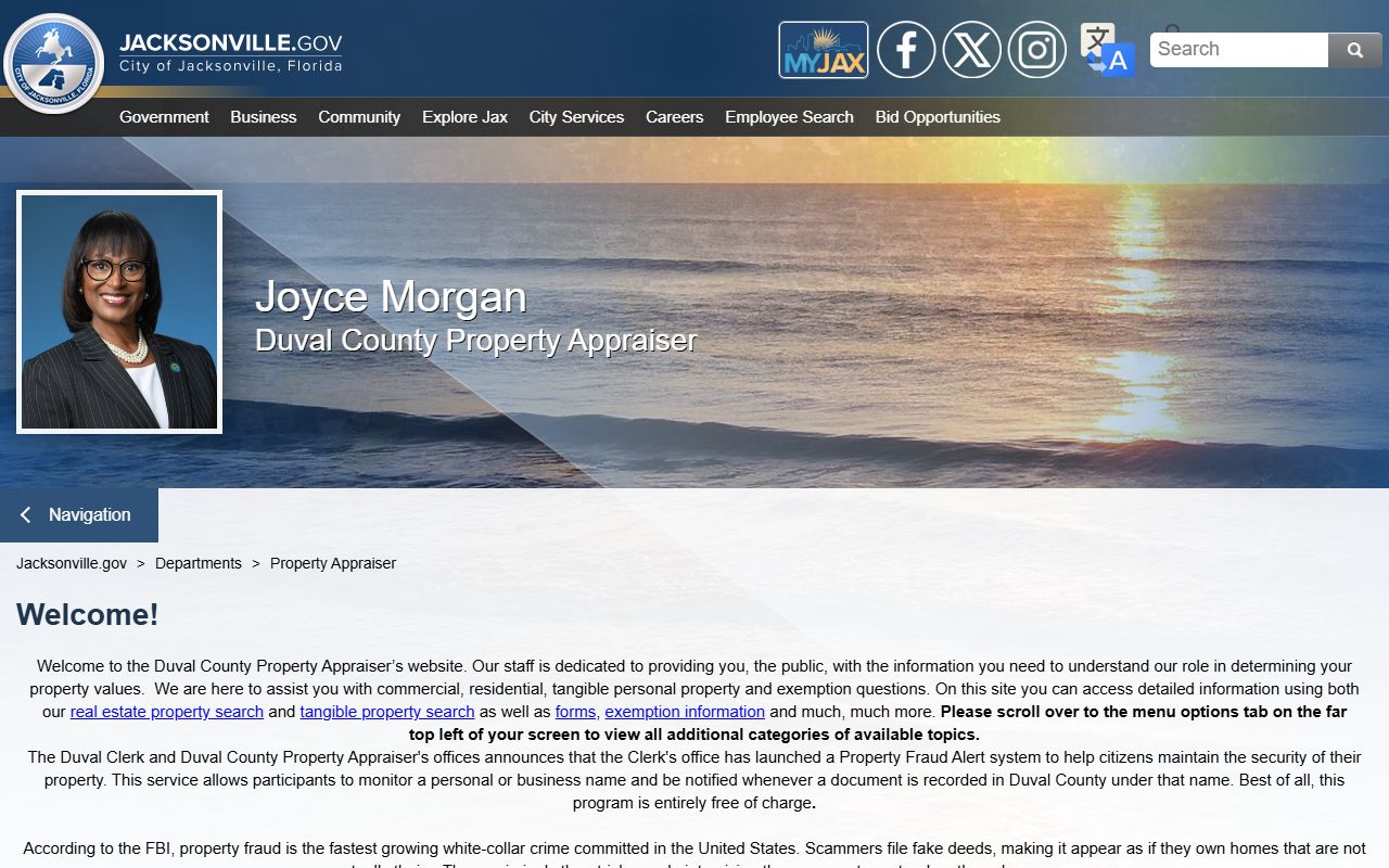 Jacksonville Duval County Property Appraiser official website