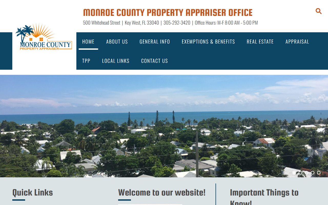 Monroe County Property Appraiser website with property search interface