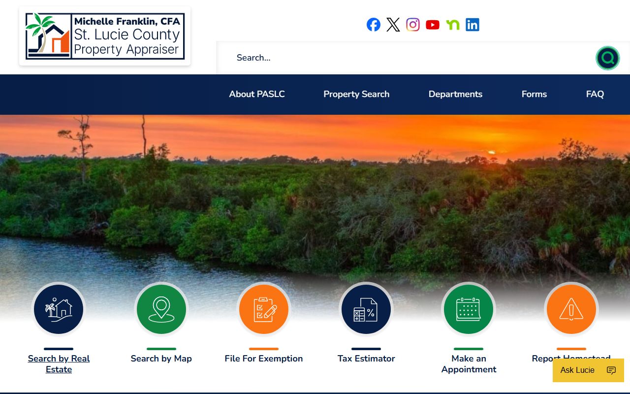 St. Lucie County Property Appraiser website showing parcel search interface