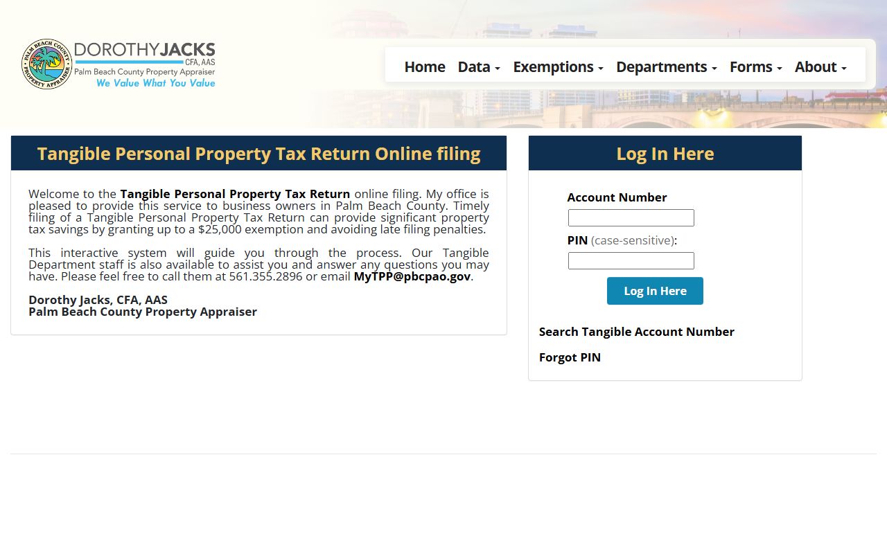 Palm Beach County tangible personal property tax online filing portal