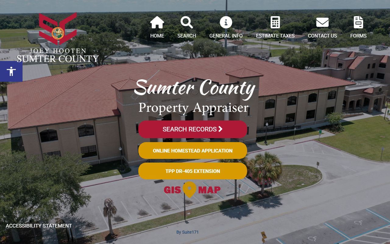 Sumter County Property Appraiser website showing property search tool